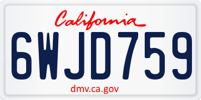 CA license plate 6WJD759