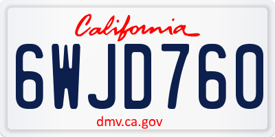 CA license plate 6WJD760