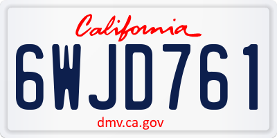 CA license plate 6WJD761