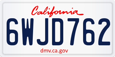CA license plate 6WJD762