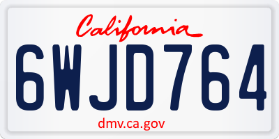 CA license plate 6WJD764