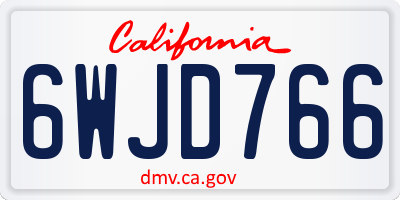 CA license plate 6WJD766