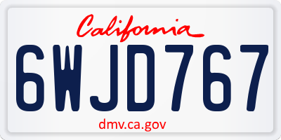 CA license plate 6WJD767