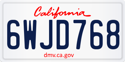 CA license plate 6WJD768