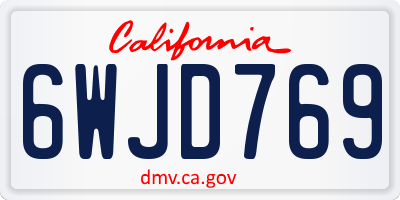CA license plate 6WJD769