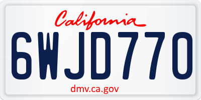 CA license plate 6WJD770