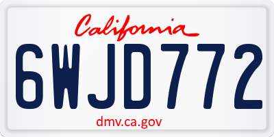 CA license plate 6WJD772