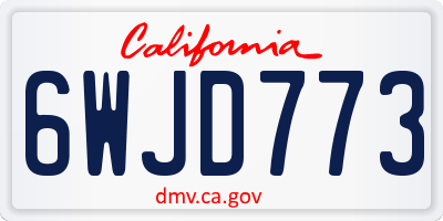 CA license plate 6WJD773