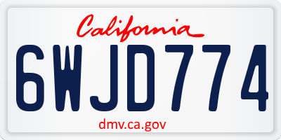 CA license plate 6WJD774