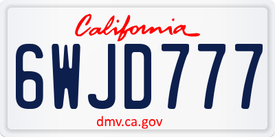 CA license plate 6WJD777
