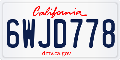 CA license plate 6WJD778