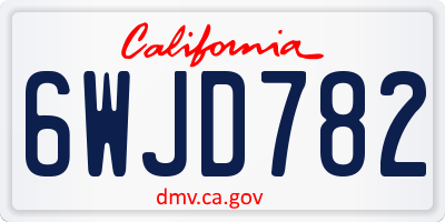 CA license plate 6WJD782