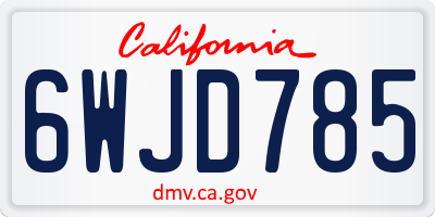 CA license plate 6WJD785