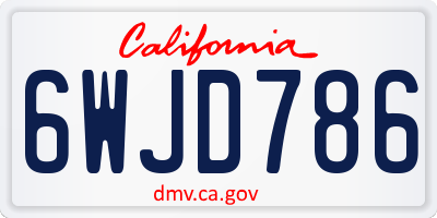 CA license plate 6WJD786