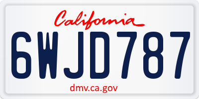 CA license plate 6WJD787