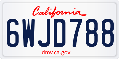 CA license plate 6WJD788