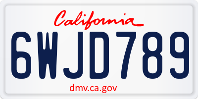 CA license plate 6WJD789