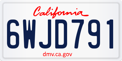 CA license plate 6WJD791