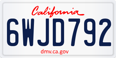 CA license plate 6WJD792