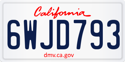 CA license plate 6WJD793