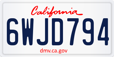 CA license plate 6WJD794