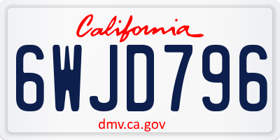 CA license plate 6WJD796