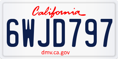 CA license plate 6WJD797