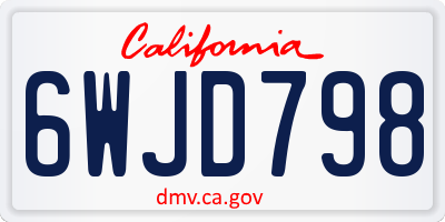CA license plate 6WJD798