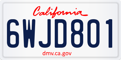 CA license plate 6WJD801