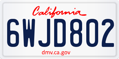 CA license plate 6WJD802