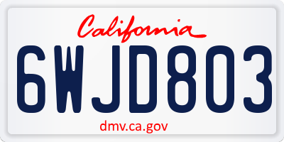 CA license plate 6WJD803