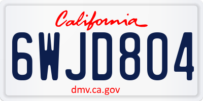 CA license plate 6WJD804