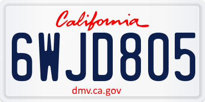 CA license plate 6WJD805