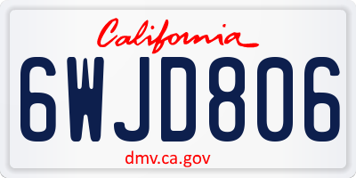 CA license plate 6WJD806