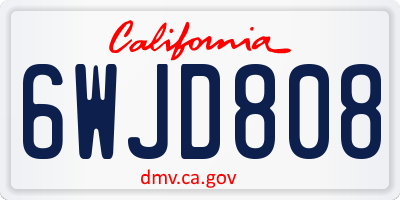 CA license plate 6WJD808
