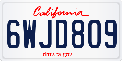 CA license plate 6WJD809