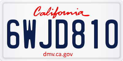 CA license plate 6WJD810