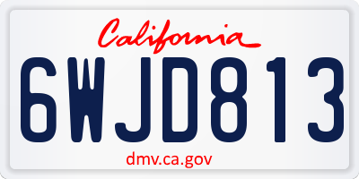 CA license plate 6WJD813