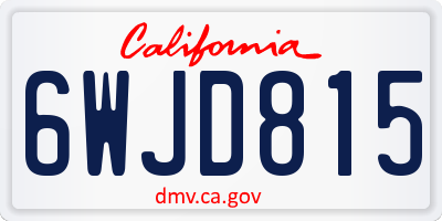 CA license plate 6WJD815