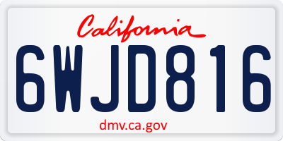 CA license plate 6WJD816