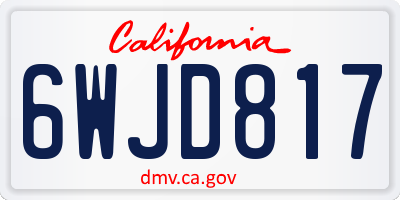 CA license plate 6WJD817