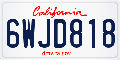 CA license plate 6WJD818