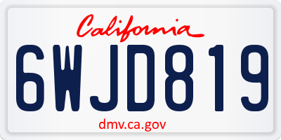 CA license plate 6WJD819