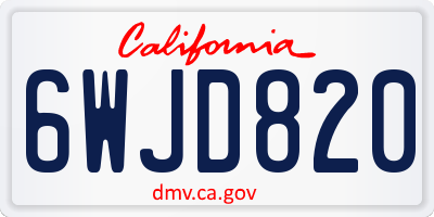 CA license plate 6WJD820