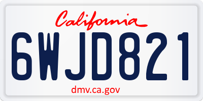 CA license plate 6WJD821