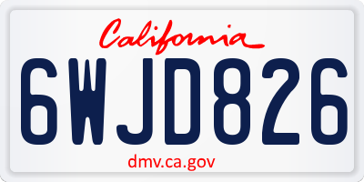 CA license plate 6WJD826