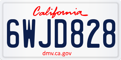 CA license plate 6WJD828