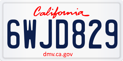 CA license plate 6WJD829