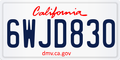 CA license plate 6WJD830