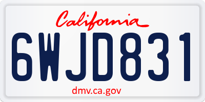 CA license plate 6WJD831
